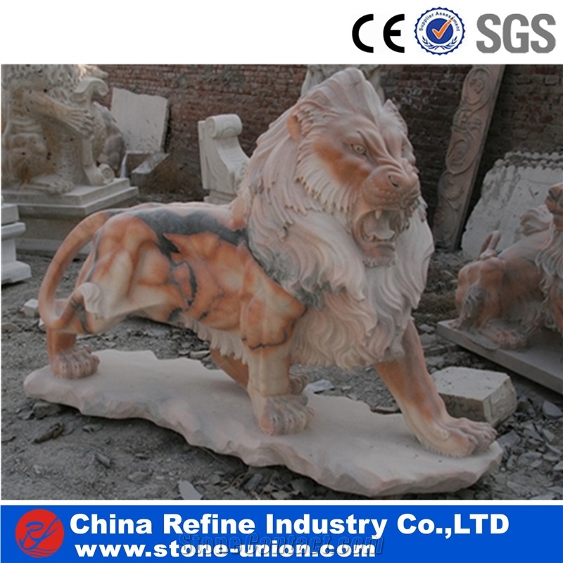 Red Marble Lion Statue, Lion Statue Outdoor
