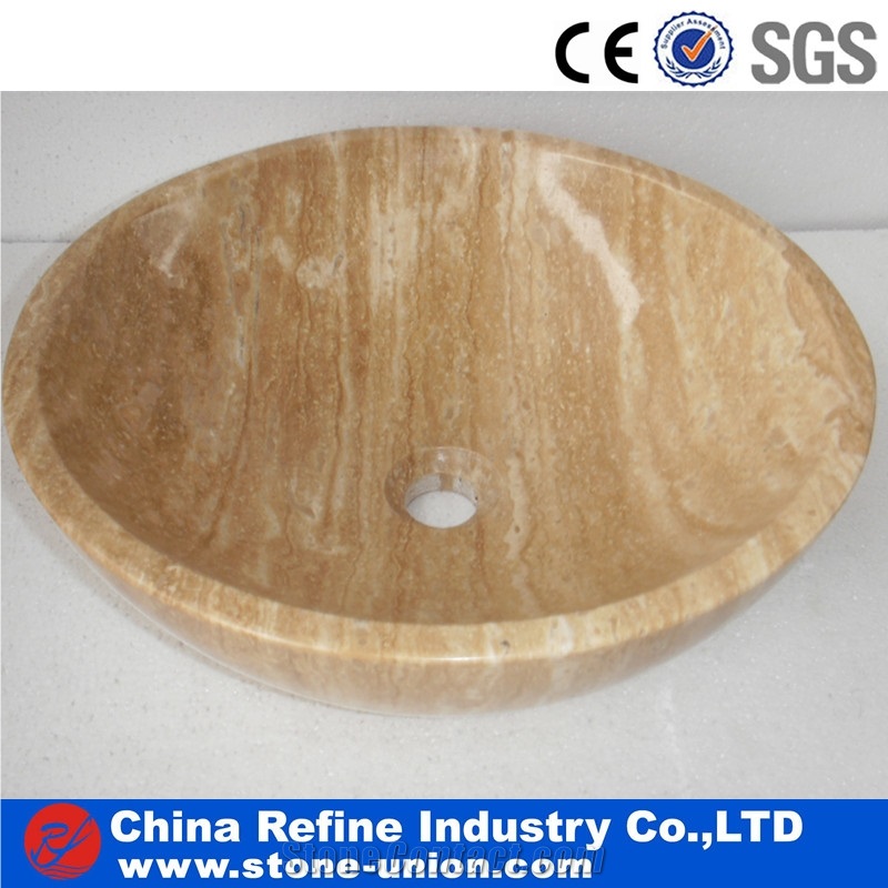 Round Yellow Onyx Honey Onyx Vessel Sinks Basins