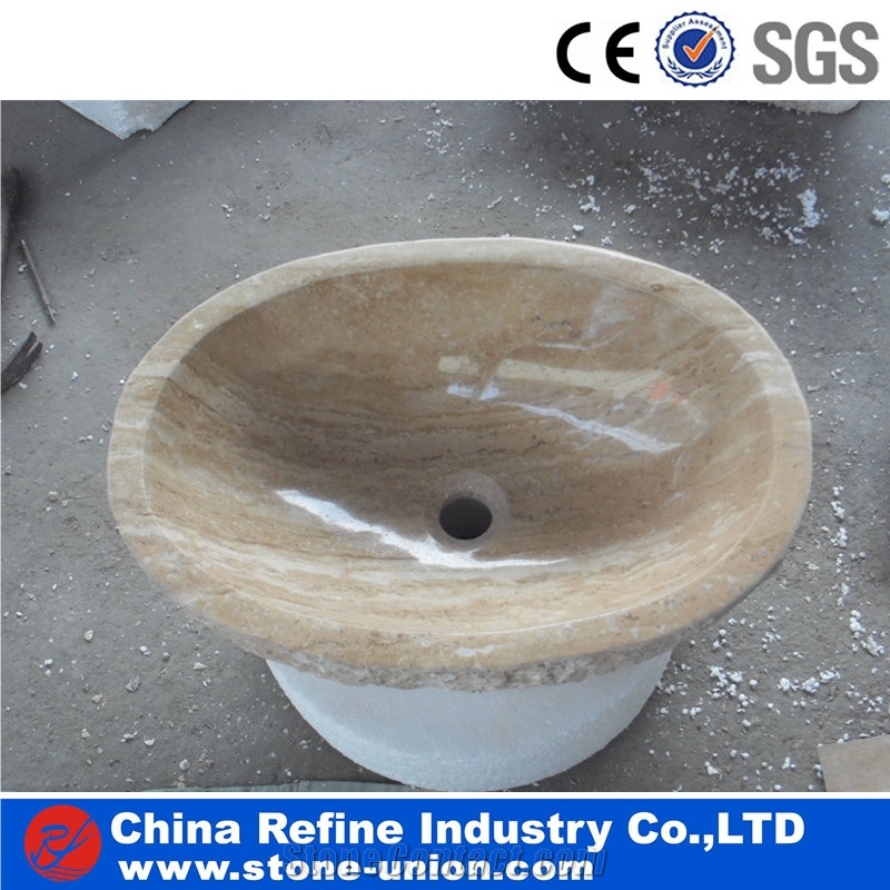 Round Yellow Onyx Honey Onyx Vessel Sinks Basins