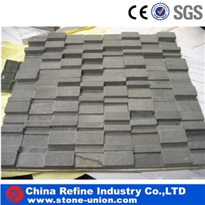 Rugged Natural Black Basalt Mosaic Tiles for Floor
