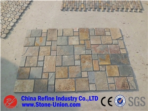 Square Slate Mosaic Wall Panel Exterior Decoration