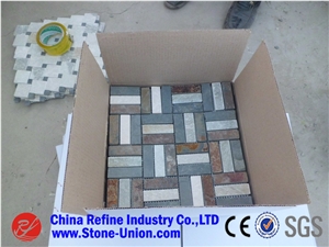 Square Slate Mosaic Wall Panel Exterior Decoration