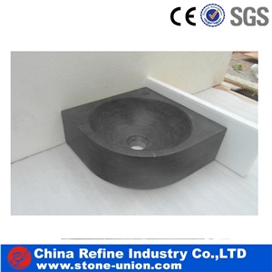 Stone Triangle Wash Basin In Bathroom One Hole