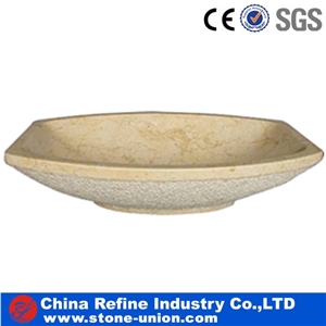 Sunny Beige Polished Marble Wash Basins, Bowls