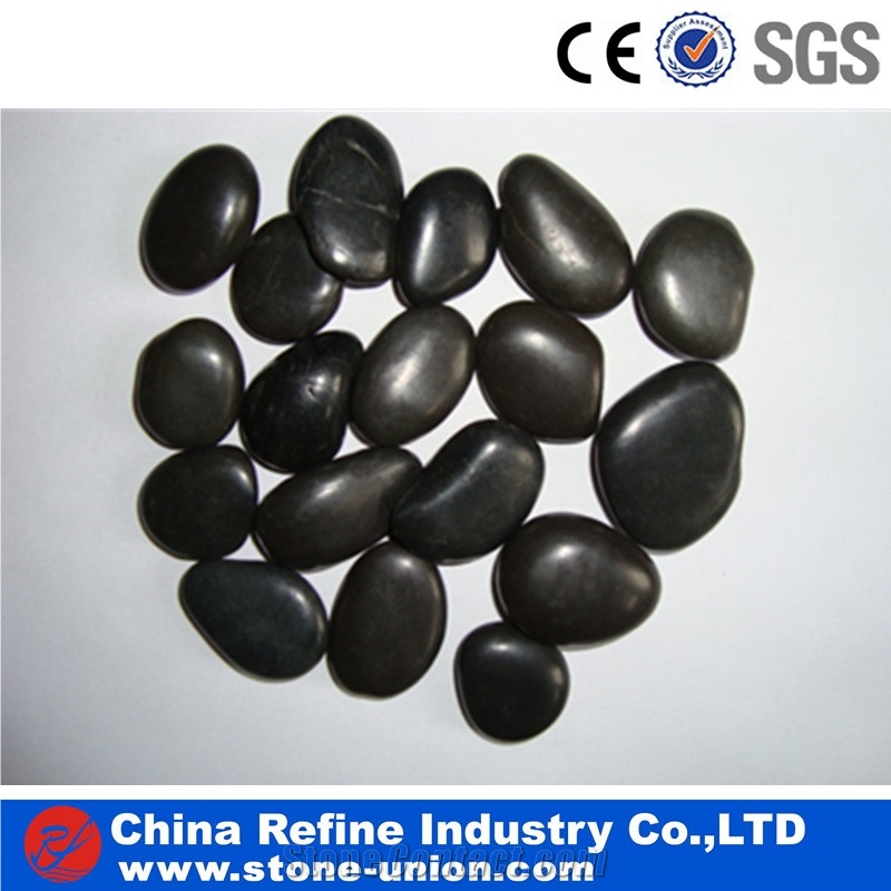 Tumbled Black Polished Pebble Stones