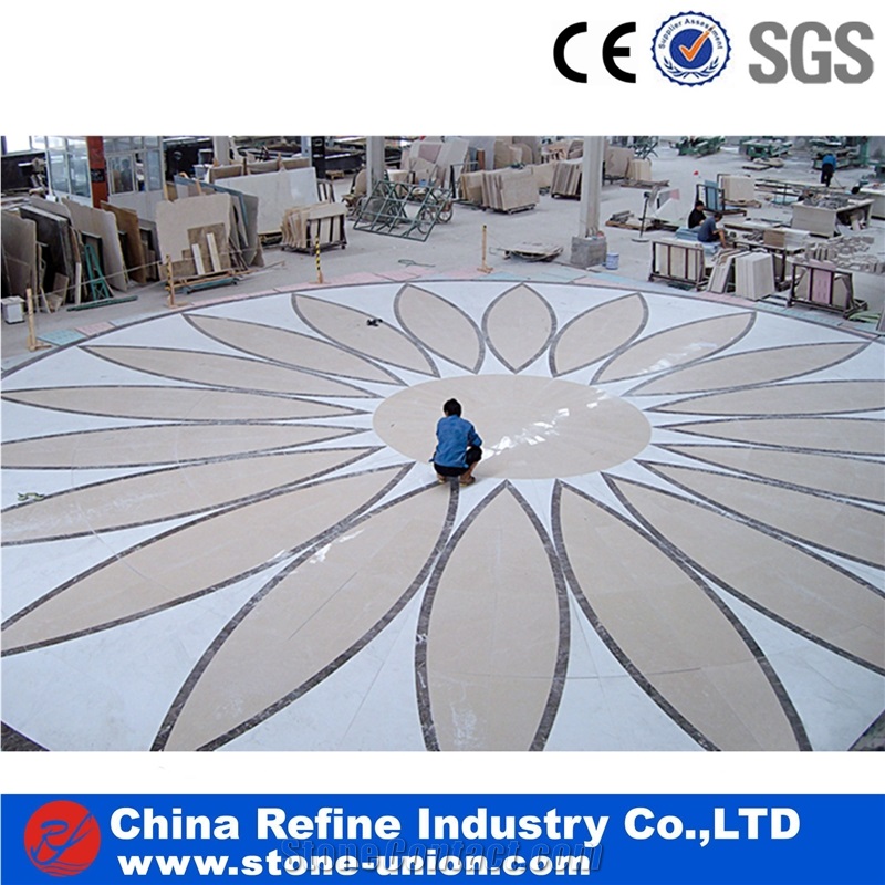 Water Jet Round Marble Floor Medallions Pattern