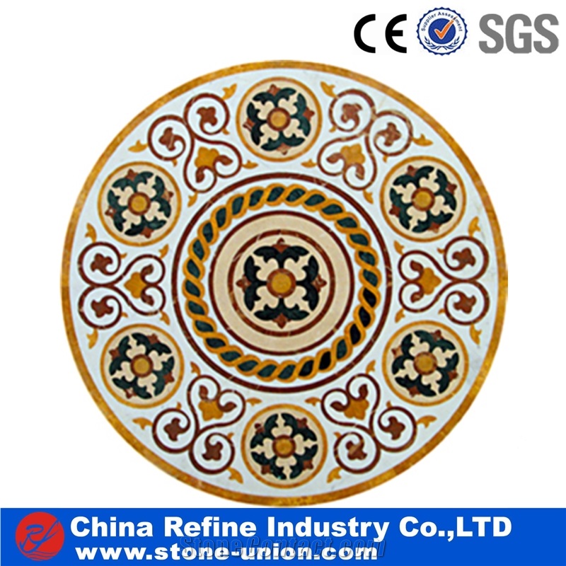 Water Jet Round Marble Floor Medallions Pattern
