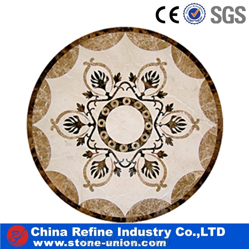 Water Jet Round Marble Floor Medallions Pattern
