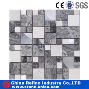 Western Style Grey&White Square Marble Mosaic
