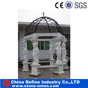 White Marble Carving Stone Garden Gazebo,Pavillion