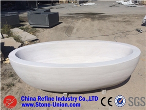 White Marble Hand Carved Bath Tub Polished