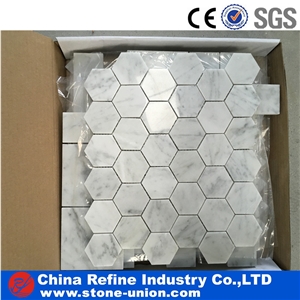 White Marble Hexagon Mosaic Wall Panel Tiles
