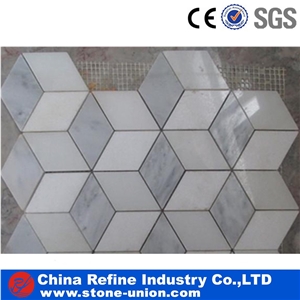 White Marble Mixed Glass Mosaic Pattern Tiles