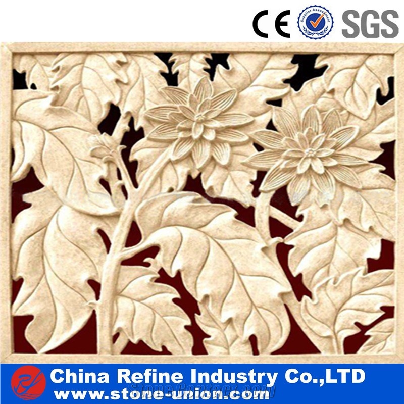 White Marble Relief, Handcraft Relief Marble Wall