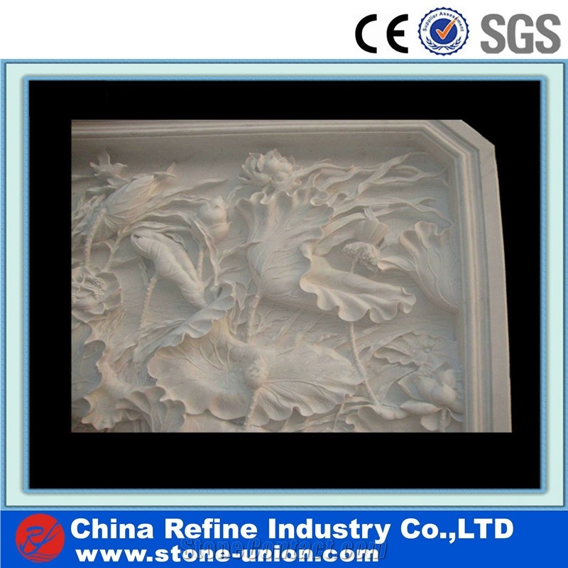 White Marble Relief, Handcraft Relief Marble Wall