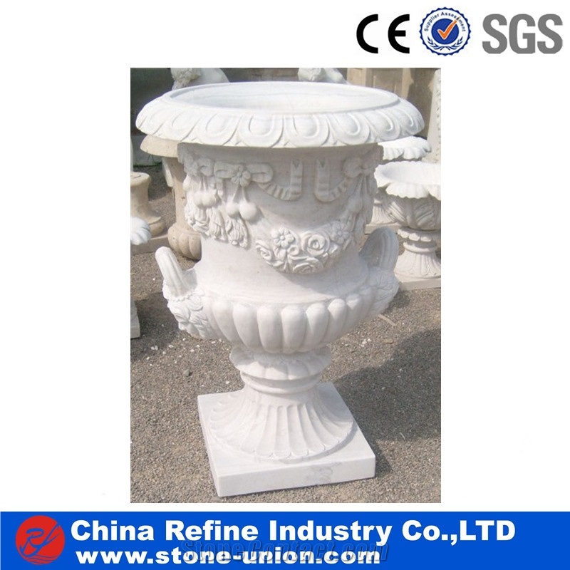 White Marble Statue Sculptured Flower Planters