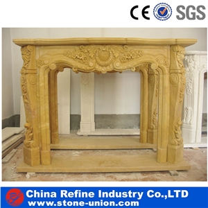 Yellow Marble Fireplace,Natural Marble Fireplace