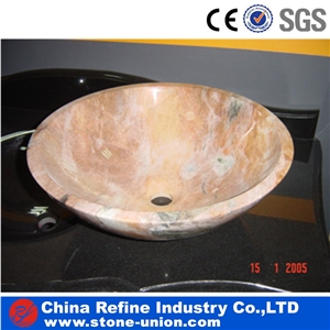 Yellow Marble Polished Natural Stone Vessel Sinks
