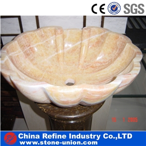 Yellow Marble Polished Natural Stone Vessel Sinks