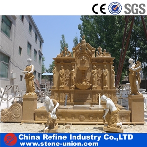 Yellow Marble Sculptured Fountains, Waterfall