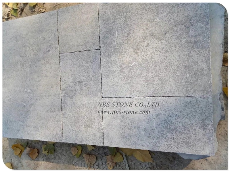 China Blue Limestone Flamed Flooring Paving Tiles