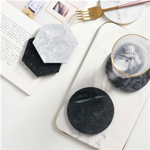 Marble Round and Unregular Coast Black White Green