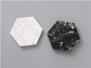 Marble Round and Unregular Coast Black White Green