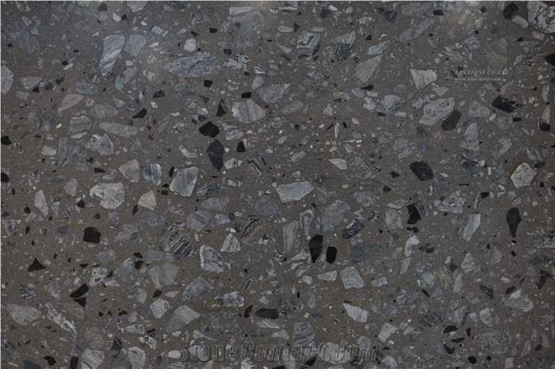 Terrazzo Slabs and Tiles - Grey Color Material