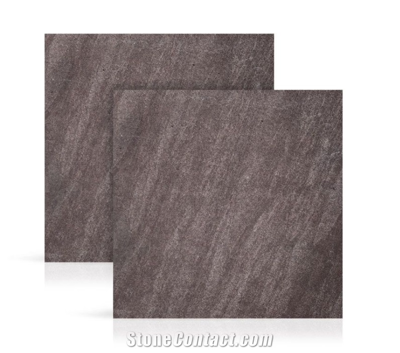 Shandong Brown Stone Stair Treads, Shandong Purple Wood Grain Sandstone Steps