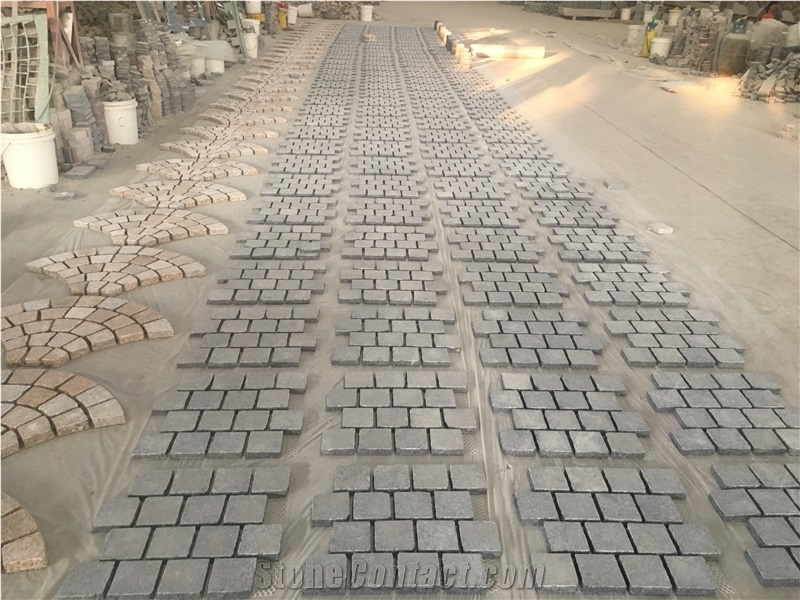 Flamed G654 Cobble Stone on Mesh
