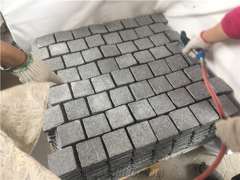 Flamed G654 Cobble Stone on Mesh