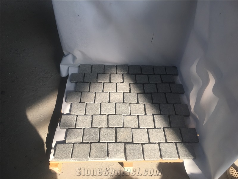 Flamed G654 Cobble Stone on Mesh