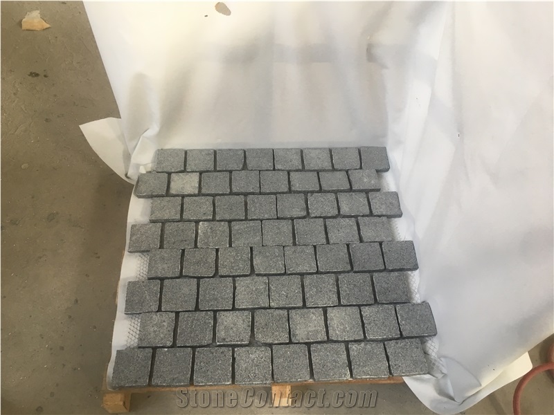 Flamed G654 Cobble Stone on Mesh