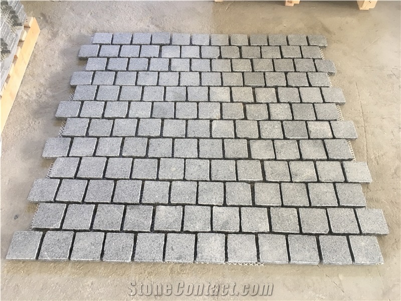 Flamed G654 Cobble Stone on Mesh