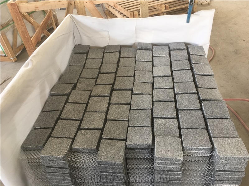Flamed G654 Cobble Stone on Mesh
