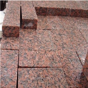 G562 Maple Red Granite Cube Stone