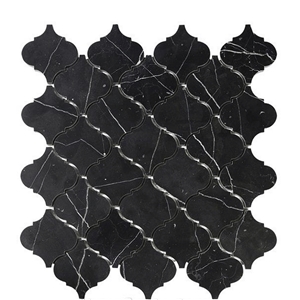 Nero Marquina Marble Hexagon Mosaic Paving
