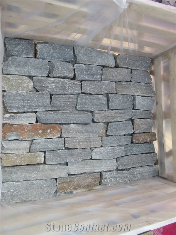 Dark Grey Stone Wall Cladding Castle Rock Veneer