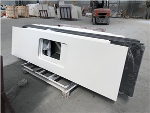 Crystal White Quartz Kitchen Countertop Bartop