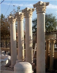 Hand Carved Garden Multicolor Stone Column Pillar