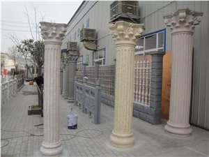 Hand Carved Garden Multicolor Stone Column Pillar