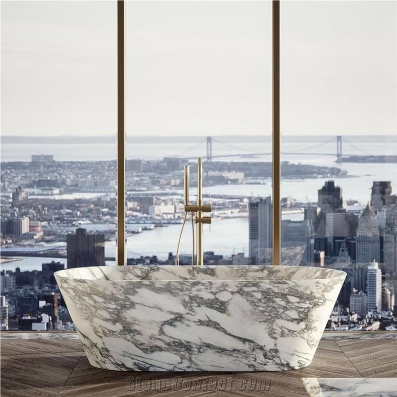 White/Grey Marble Stone Freestanding Bathtubs