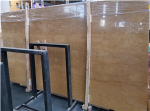 White Marble And Emperor Gold Marble Waterjet Cut Floor Tiles