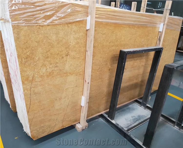 White Marble And Emperor Gold Marble Waterjet Cut Floor Tiles