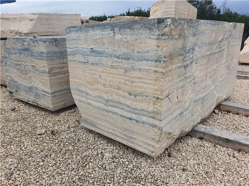 Blue Wave Travertine Blocks, Italy Travertine Blocks