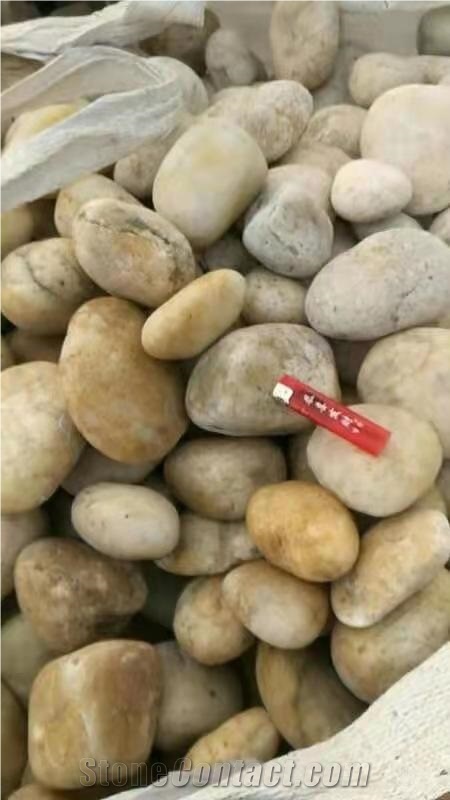 China Yellow Washed Walkway Pebble Stone Pavers
