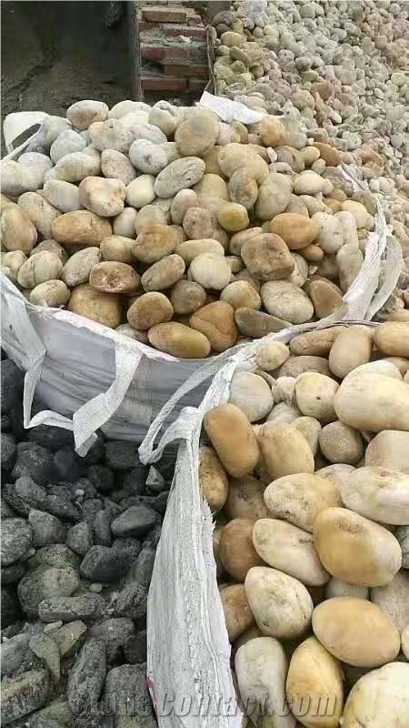 China Yellow Washed Walkway Pebble Stone Pavers