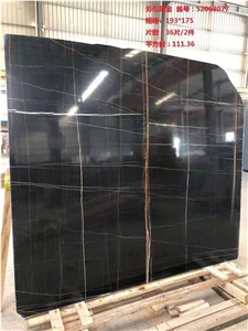 Tunisia Lauren Black Gold Marble Slabs-Polished