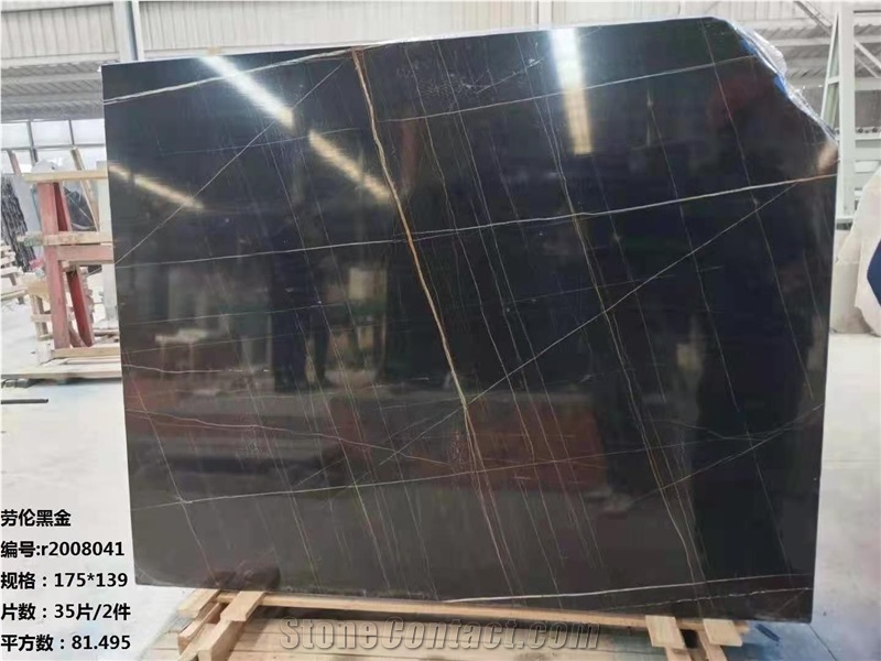 Tunisia Lauren Black Gold Marble Slabs-Polished