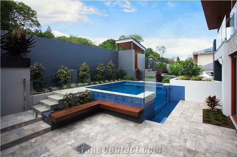 Silver Tumbled Travertine Pattern, Afyon Silver Travertine